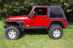 Jeep Wrangler LJ Unlimited Rock Slider with Tube Step - Fishbone Offroad - Black Powdercoat - `04-`06